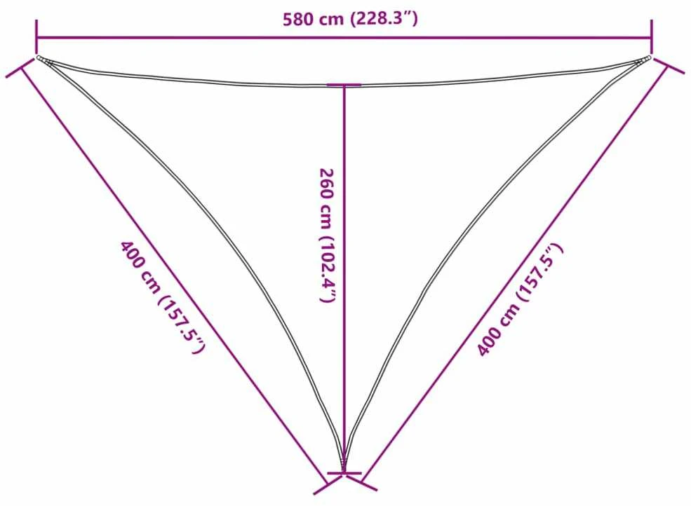 Uždanga nuo saulės, antracito, 4x4x5,8m, trikampė