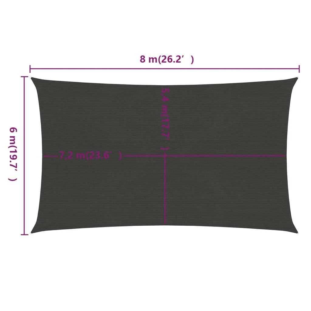 Uždanga nuo saulės, antracito spalvos, 6x8m, HDPE, 160g/m²