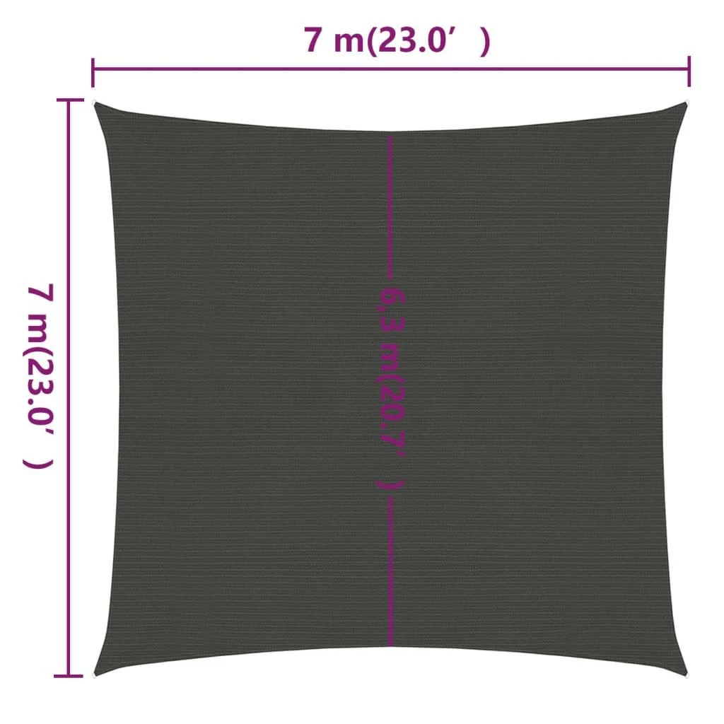 Uždanga nuo saulės, antracito spalvos, 7x7m, HDPE, 160g/m²