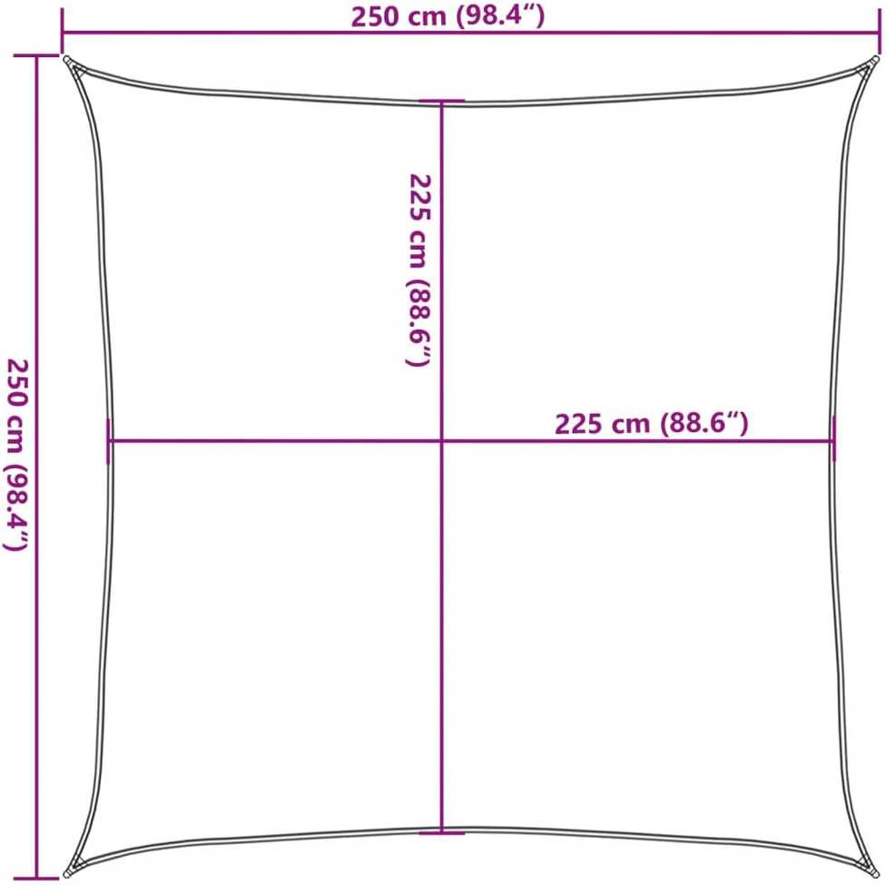 Uždanga nuo saulės, geltonos spalvos, 2,5x2,5m, HDPE, 160g/m²