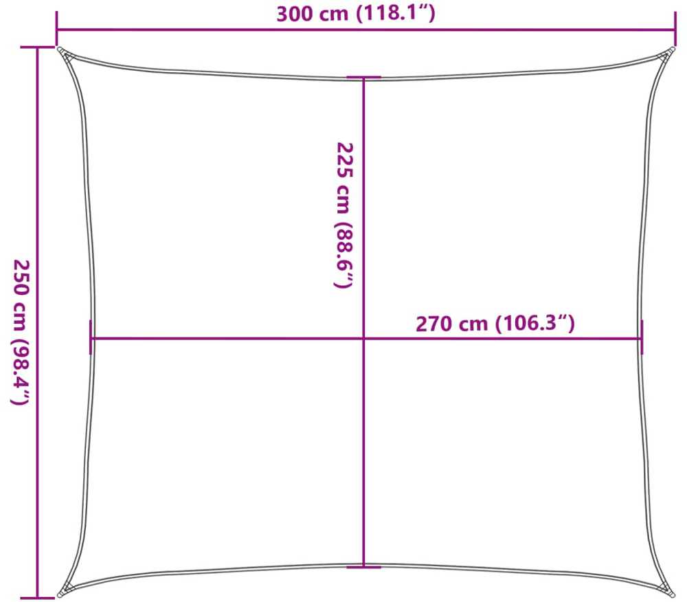 Uždanga nuo saulės, geltonos spalvos, 2,5x3m, HDPE, 160g/m²
