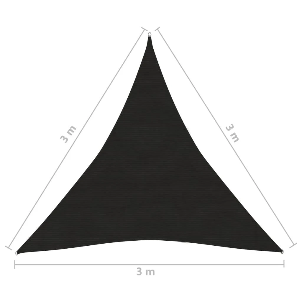 Uždanga nuo saulės, juodos spalvos, 3x3x3m, HDPE, 160g/m²