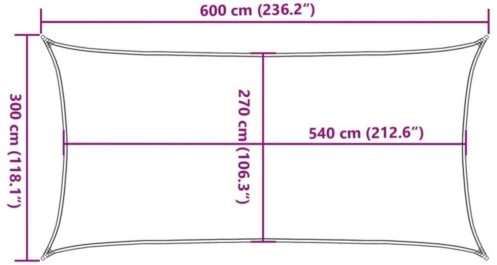 Uždanga nuo saulės, kreminės spalvos, 3x6m, HDPE, 160g/m²