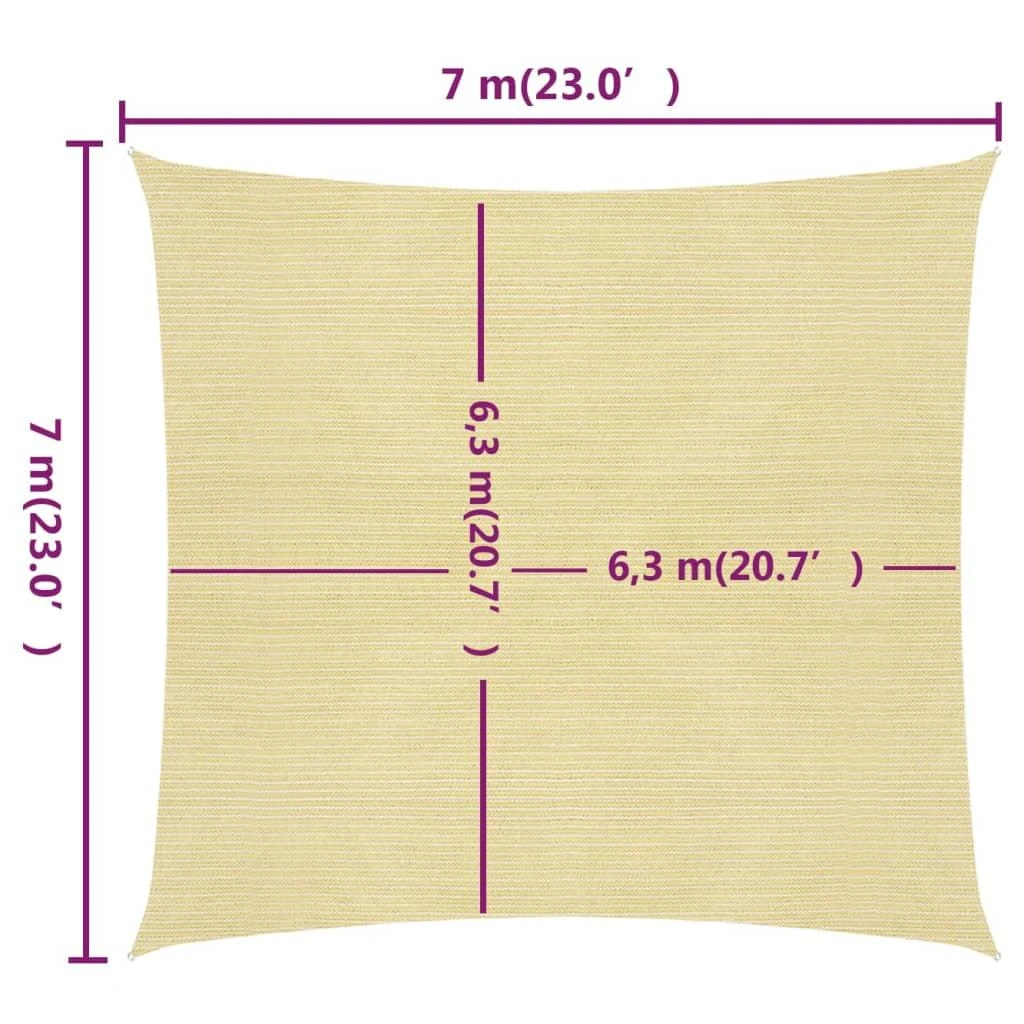 Uždanga nuo saulės, smėlio spalvos, 7x7m, HDPE, 160g/m²