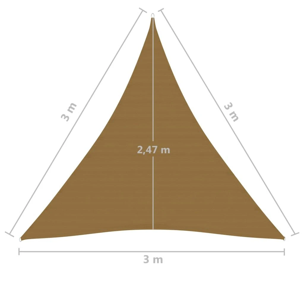 Uždanga nuo saulės, taupe spalvos, 3x3x3m, HDPE, 160g/m²