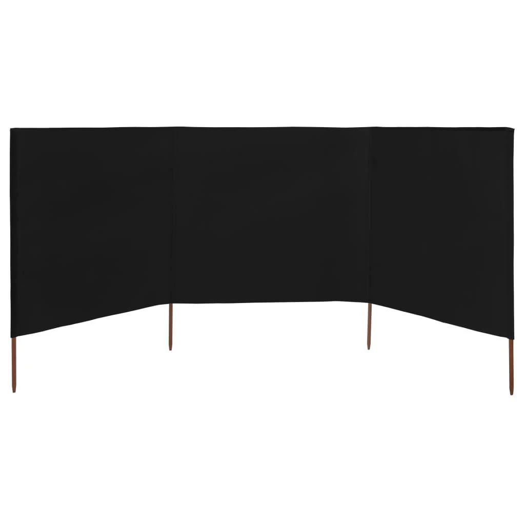 Uždanga nuo vėjo, 3 plokštės, juoda, 400x120cm, audinys