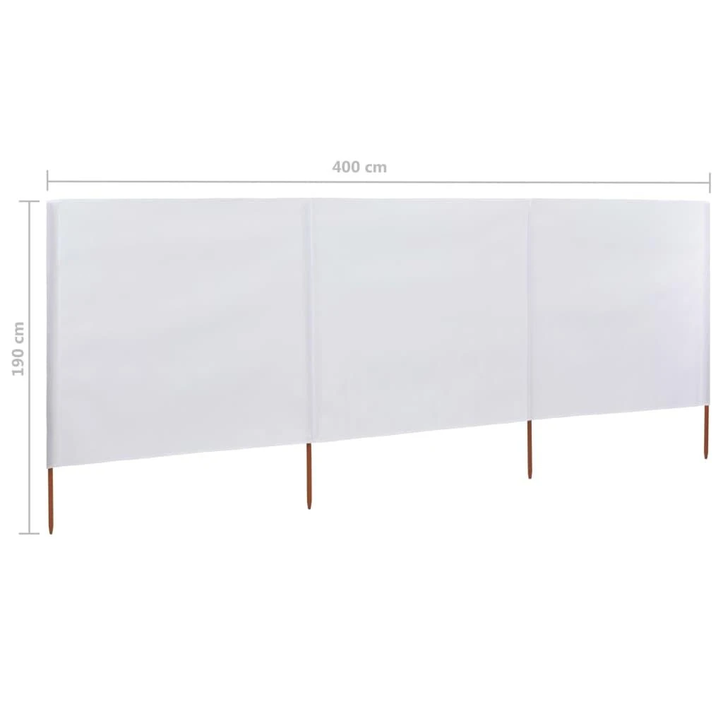 Uždanga nuo vėjo, 3 plokštės, smėlio balta, 400x160cm, audinys