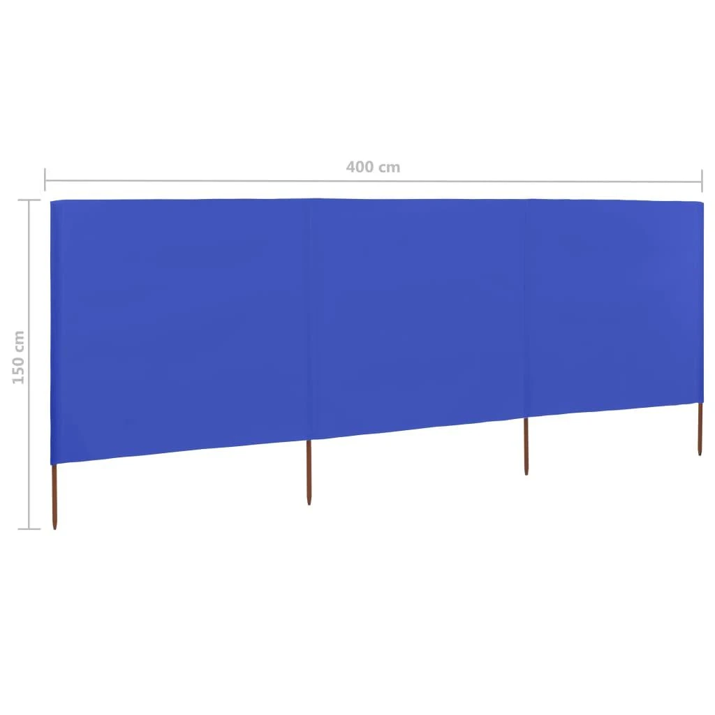 Uždanga nuo vėjo, 3 plokštės, žydra, 400x120cm, audinys