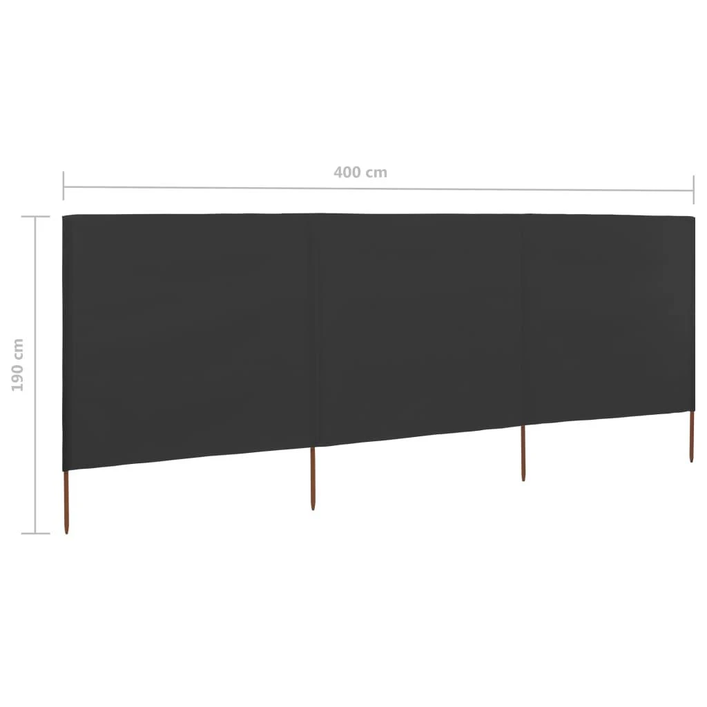 Uždanga nuo vėjo, antracito, 400x160cm, audinys, 3 plokštės