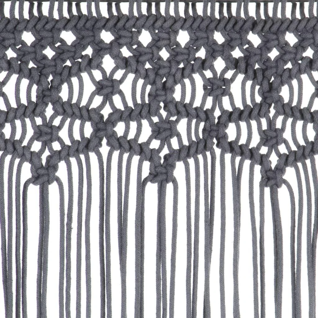 Užuolaida, antracito, 140x240cm, medvilnė, makrame stiliaus