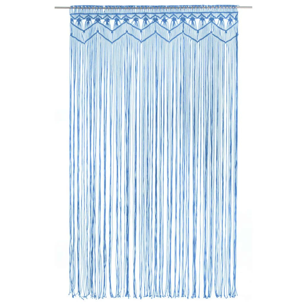 Užuolaida, mėlyna, 140x240cm, medvilnė, makrame stiliaus