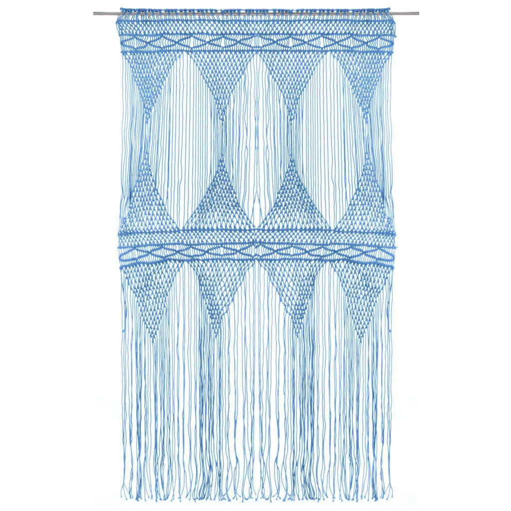 Užuolaida, mėlyna, 140x240cm, medvilnė, makrame stiliaus