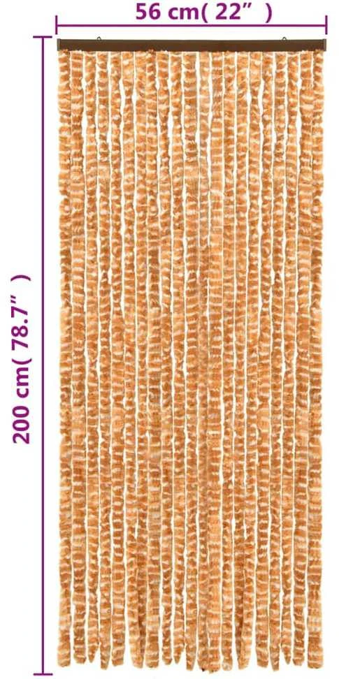 Užuolaida nuo musių, geltonai ruda ir balta, 56x200cm, šenilis