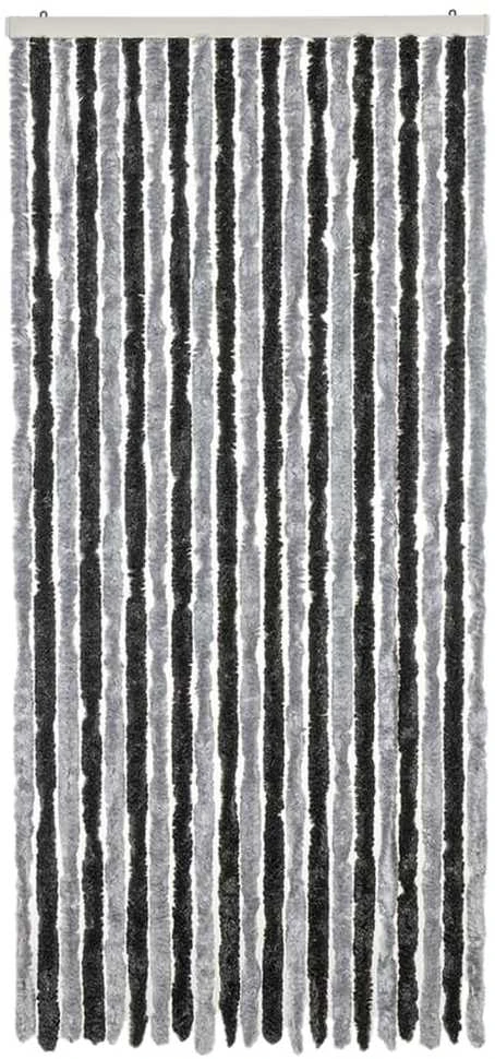 Užuolaida nuo musių, pilka ir juoda, 56x185cm, šenilis