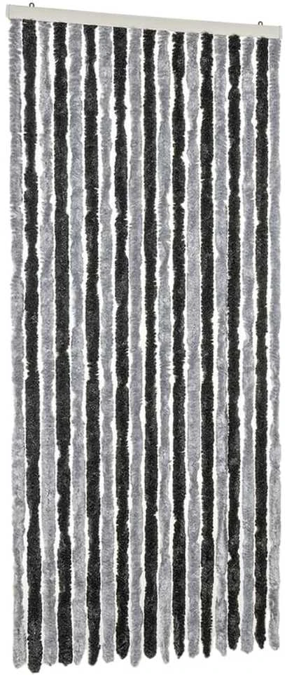 Užuolaida nuo musių, pilka ir juoda, 56x200cm, šenilis