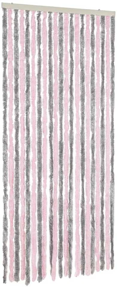 Užuolaida nuo musių, pilka ir rožinė, 100x220cm šenilis