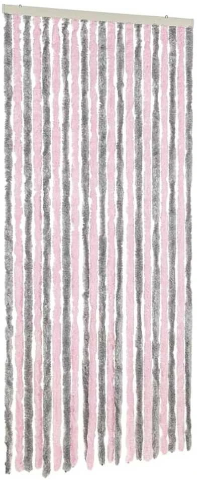 Užuolaida nuo musių, pilka ir rožinė, 100x230cm šenilis