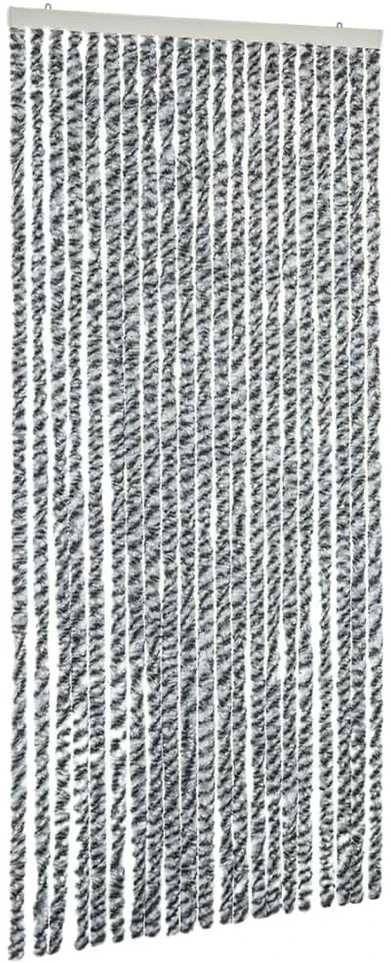 Užuolaida nuo musių, pilka/juoda/balta, 90x200cm, šenilis