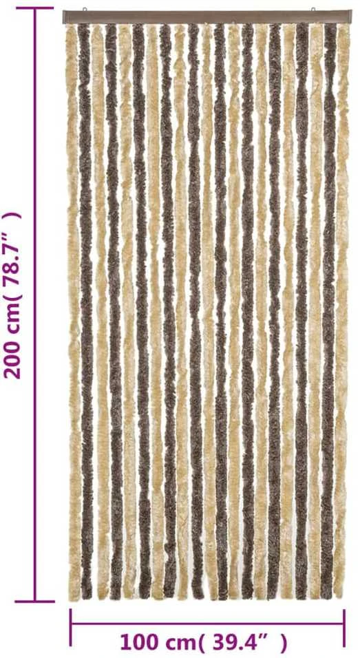 Užuolaida nuo musių, ruda ir smėlio, 100x200cm šenilis