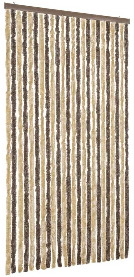Užuolaida nuo musių, ruda ir smėlio, 100x220cm šenilis