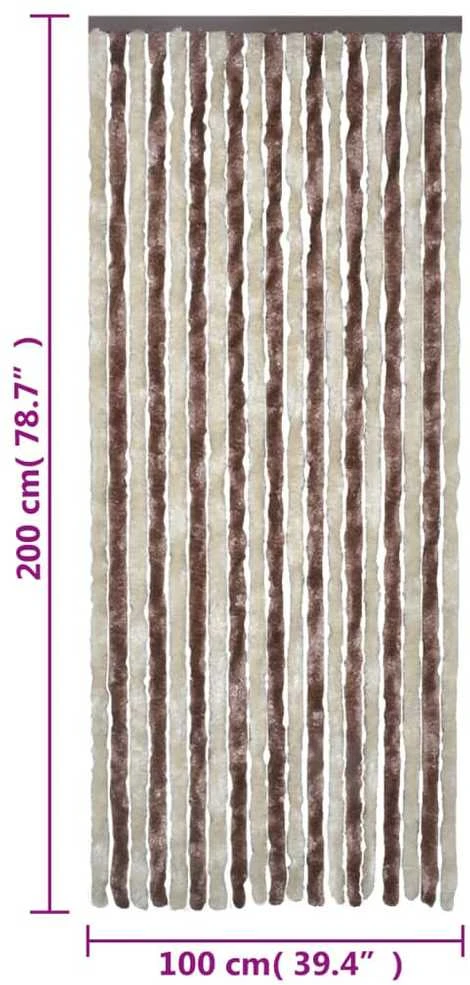 Užuolaida nuo musių, smėlio ir šviesiai ruda, 100x200cm šenilis