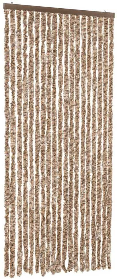 Užuolaida nuo musių, smėlio ir tamsiai ruda, 56x200cm, šenilis