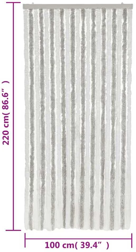 Užuolaida nuo musių, šviesiai pilka/balta, 100x220cm, šenilis
