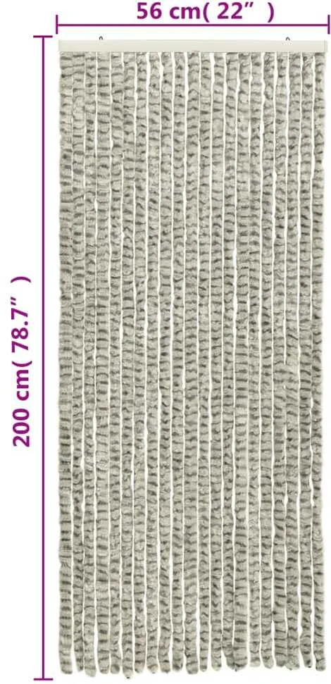 Užuolaida nuo musių, šviesiai/tamsiai pilka, 56x200cm, šenilis