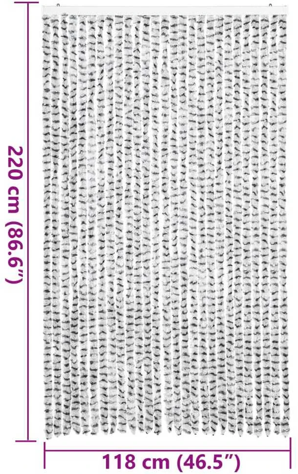 Užuolaida nuo musių, šviesiai/tamsiai pilka, 118x220cm, šenilis