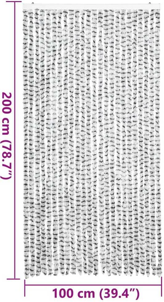 Užuolaida nuo musių, šviesiai/tamsiai pilka, 100x200cm, šenilis