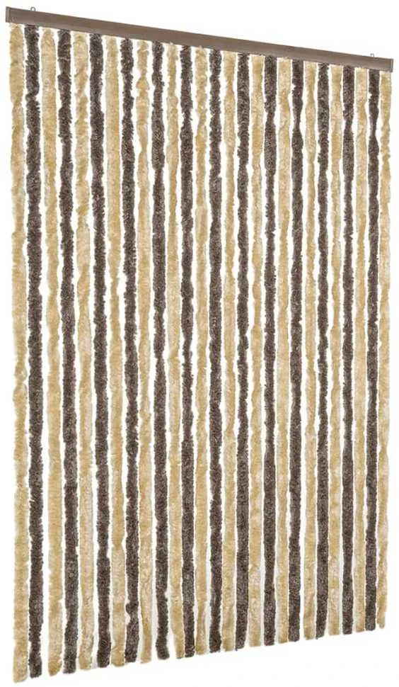 Užuolaida nuo musių, tamsiai ruda ir smėlio, 118x220cm, šenilis