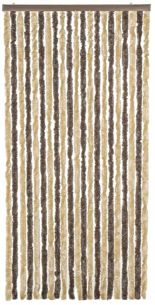Užuolaida nuo musių, tamsiai ruda ir smėlio, 56x200cm šenilis