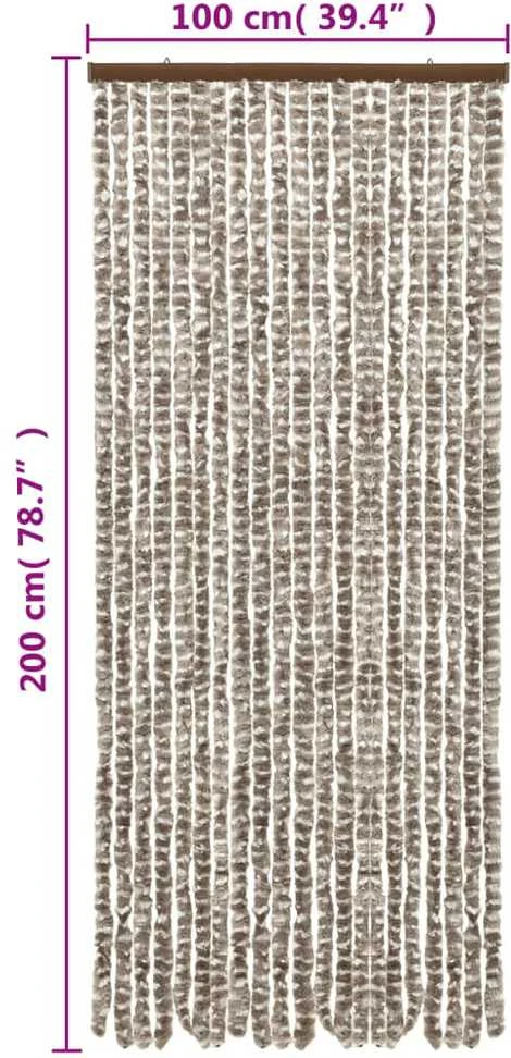 Užuolaida nuo musių, taupe ir balta, 100x200cm, šenilis