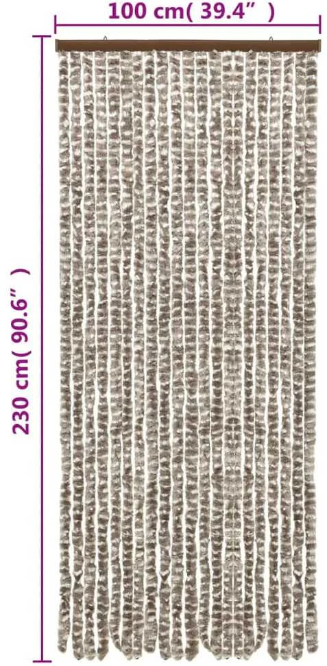 Užuolaida nuo musių, taupe ir balta, 100x230cm, šenilis