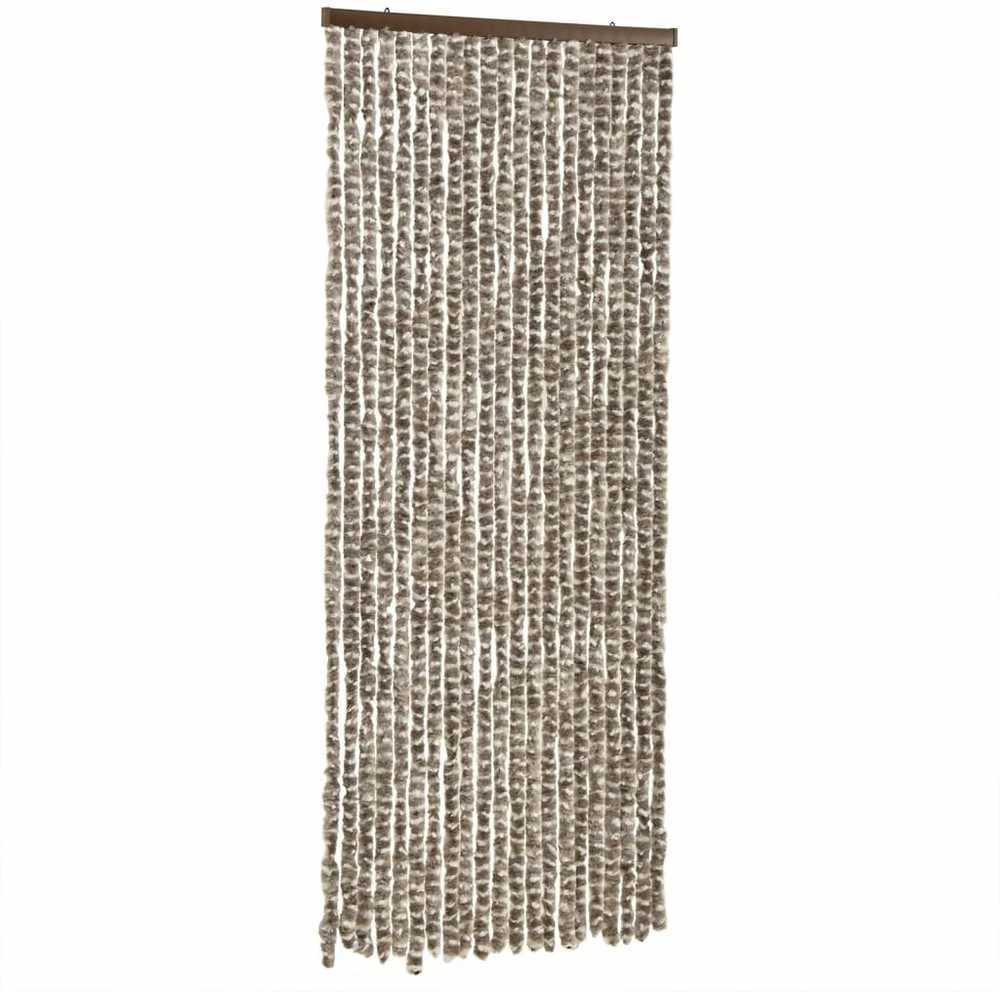Užuolaida nuo musių, taupe ir balta, 100x230cm, šenilis