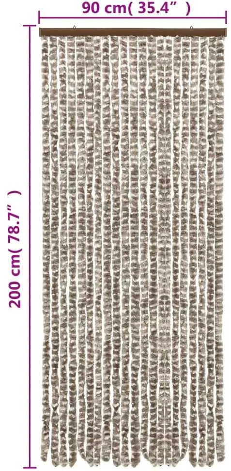Užuolaida nuo musių, taupe ir balta, 90x200cm, šenilis