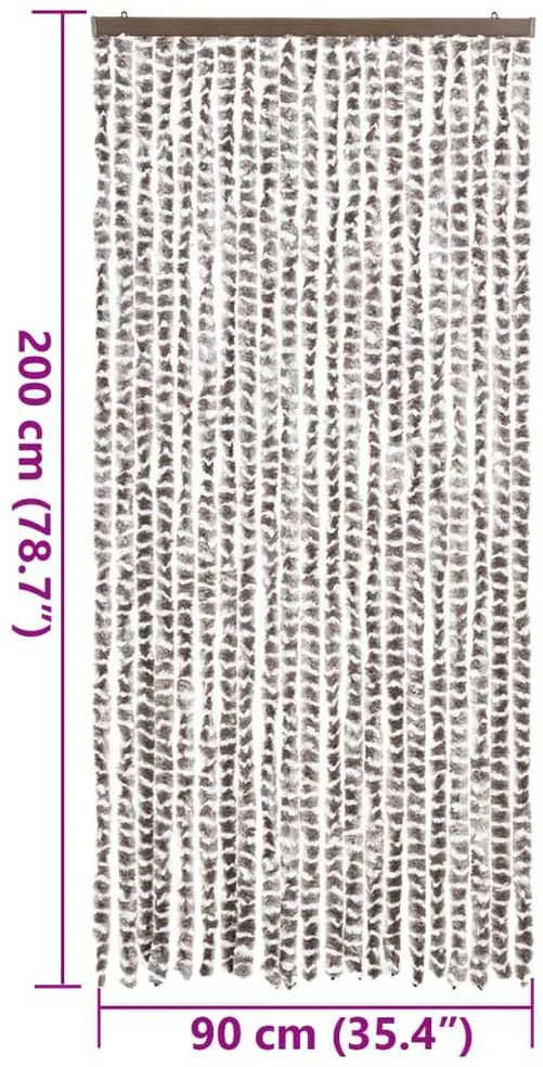 Užuolaida nuo musių, taupe ir balta, 90x200cm, šenilis