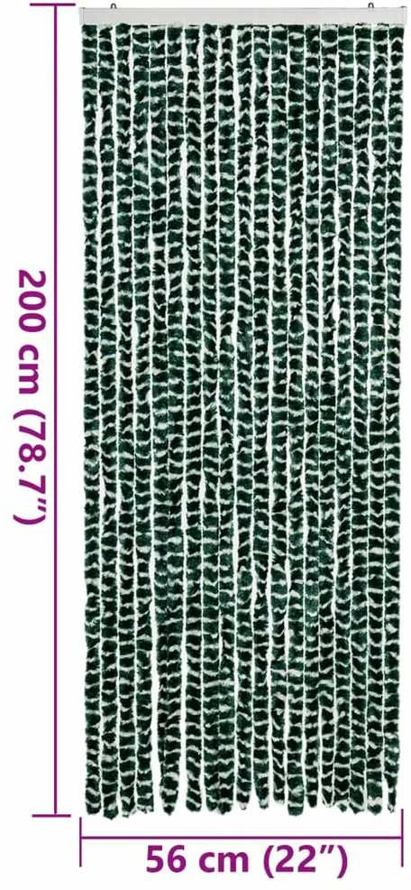 Užuolaida nuo musių, žalia ir balta, 56x200cm, šeniliscm