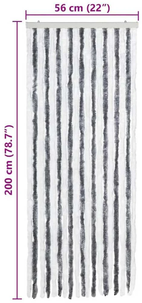 Užuolaida nuo vabzdžių, pilka ir balta, 56x200cm, šenilis