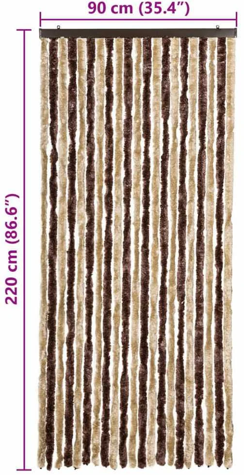 Užuolaida nuo vabzdžių, smėl. ir švies. rud., 90x220 cm šenilis