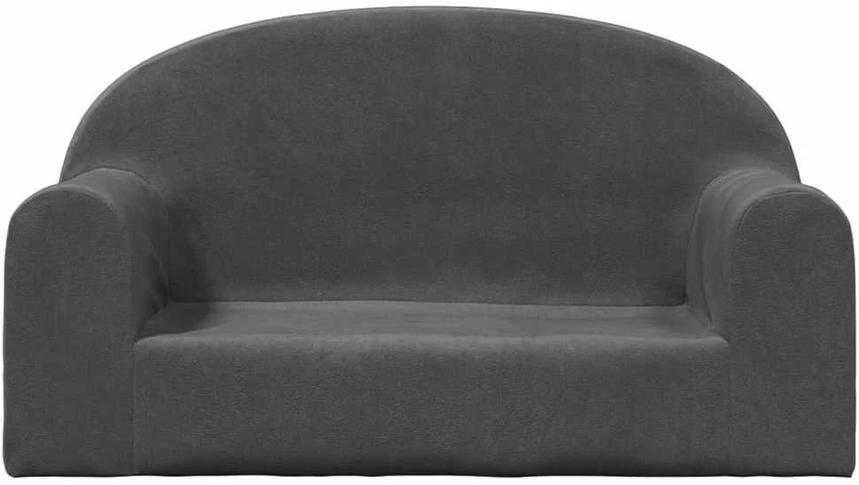 Vaikiška dvivietė sofa, antracito spalvos, minkštas pliušas