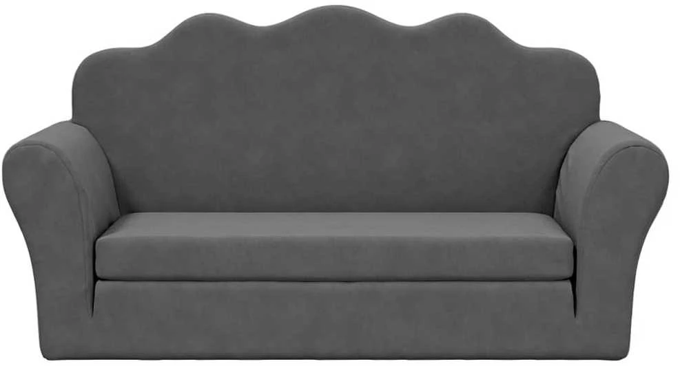 Vaikiška dvivietė sofa-lova, antracito, minkštas pliušas