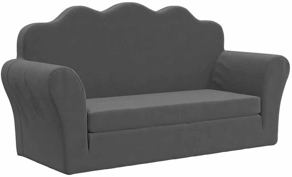 Vaikiška dvivietė sofa-lova, antracito, minkštas pliušas