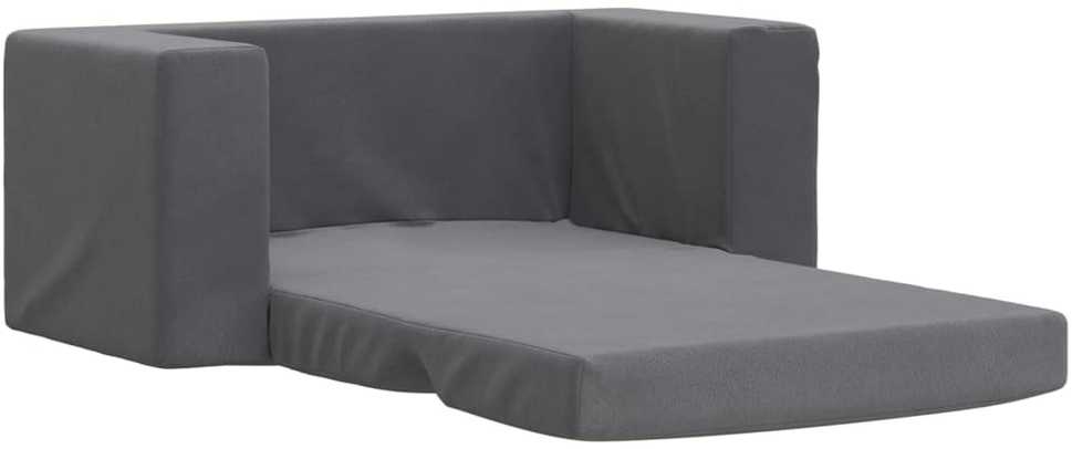 Vaikiška dvivietė sofa-lova, antracito, minkštas pliušas