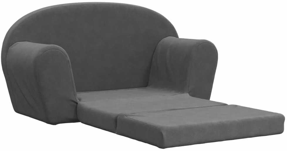 Vaikiška dvivietė sofa-lova, antracito, minkštas pliušas