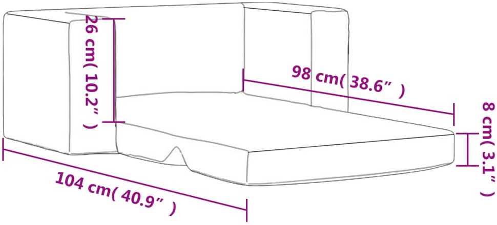 Vaikiška dvivietė sofa-lova, antracito, minkštas pliušas