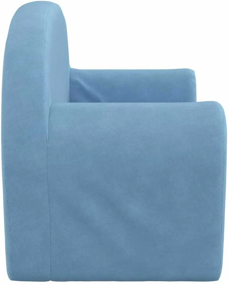 Vaikiška dvivietė sofa-lova, mėlynos spalvos, minkštas pliušas