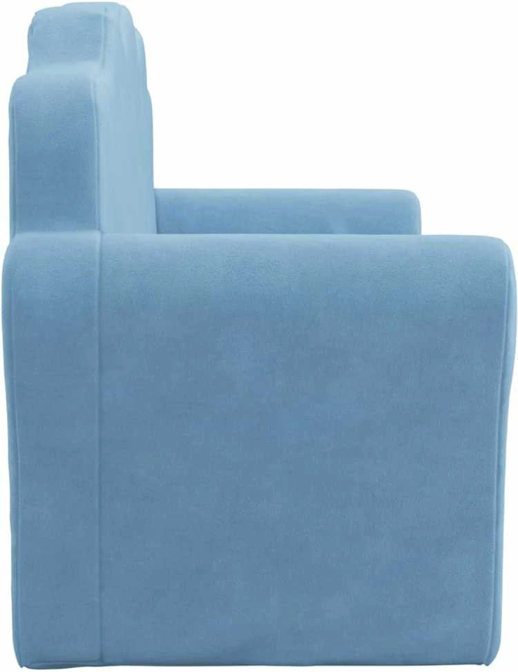 Vaikiška dvivietė sofa-lova, mėlynos spalvos, minkštas pliušas