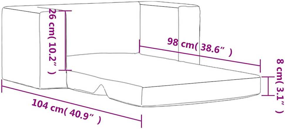 Vaikiška dvivietė sofa-lova, mėlynos spalvos, minkštas pliušas