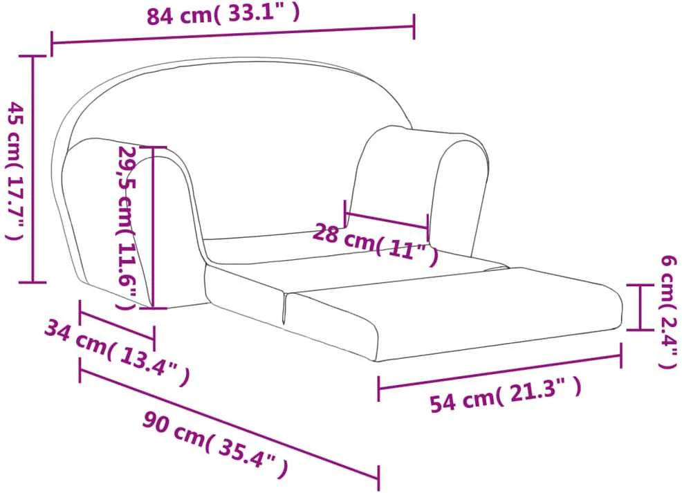 Vaikiška dvivietė sofa-lova, mėlynos spalvos, minkštas pliušas